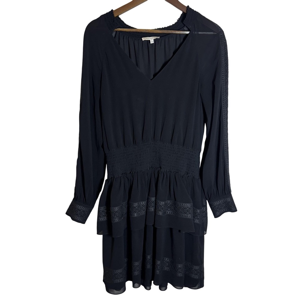 Rebecca Minkoff Dress Womens Small Long Sleeve Tiered Ruffle Boho Lace Trim
